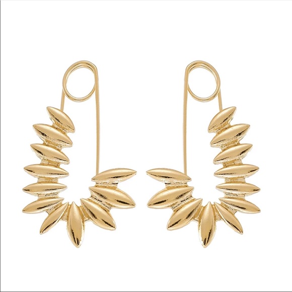 Geometric Leaf Pin Earrings - Picture 2 of 3